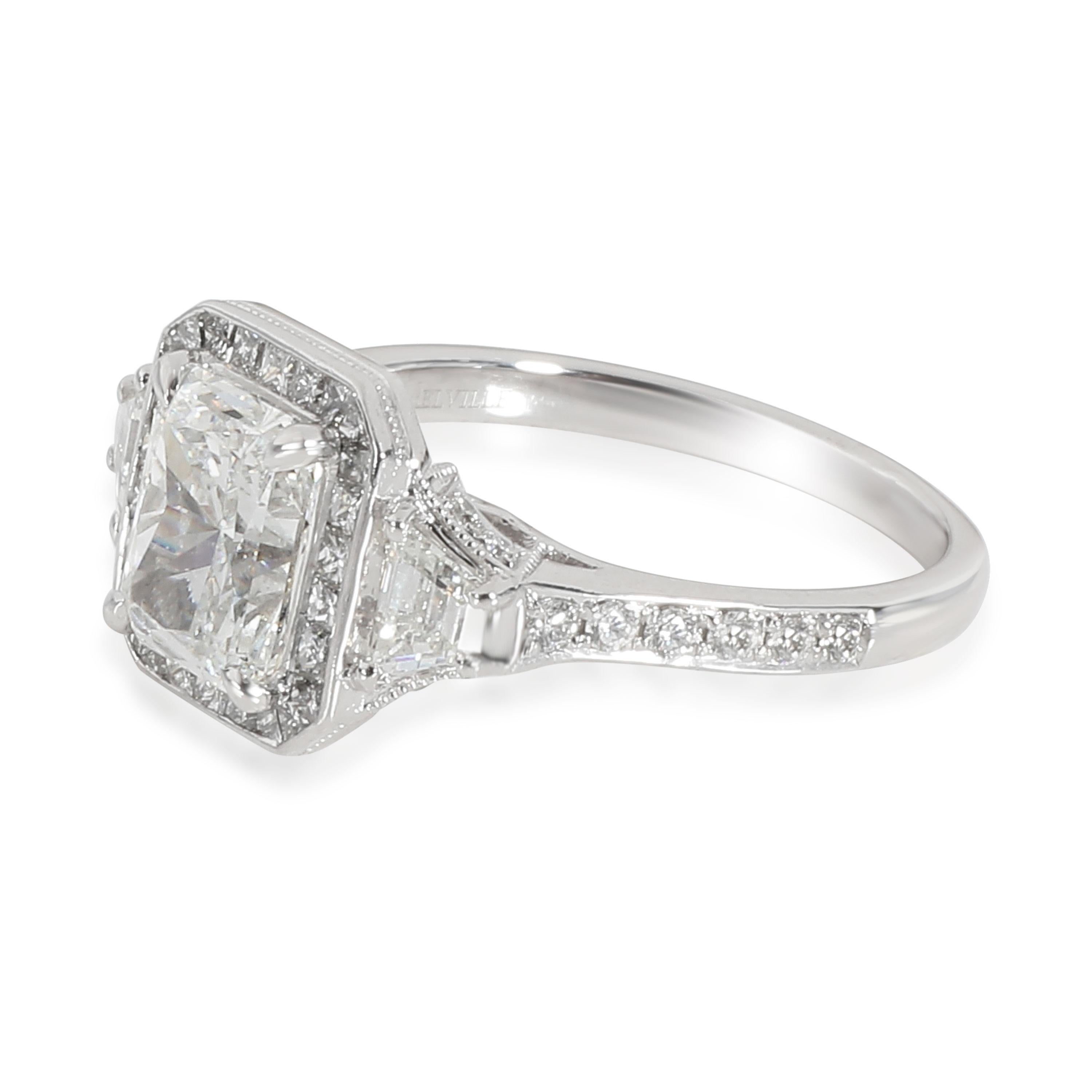 Radiant Cut Radiant Halo Diamond Engagement Ring in Platinum GIA Certified F VVS2 2.81 Carat