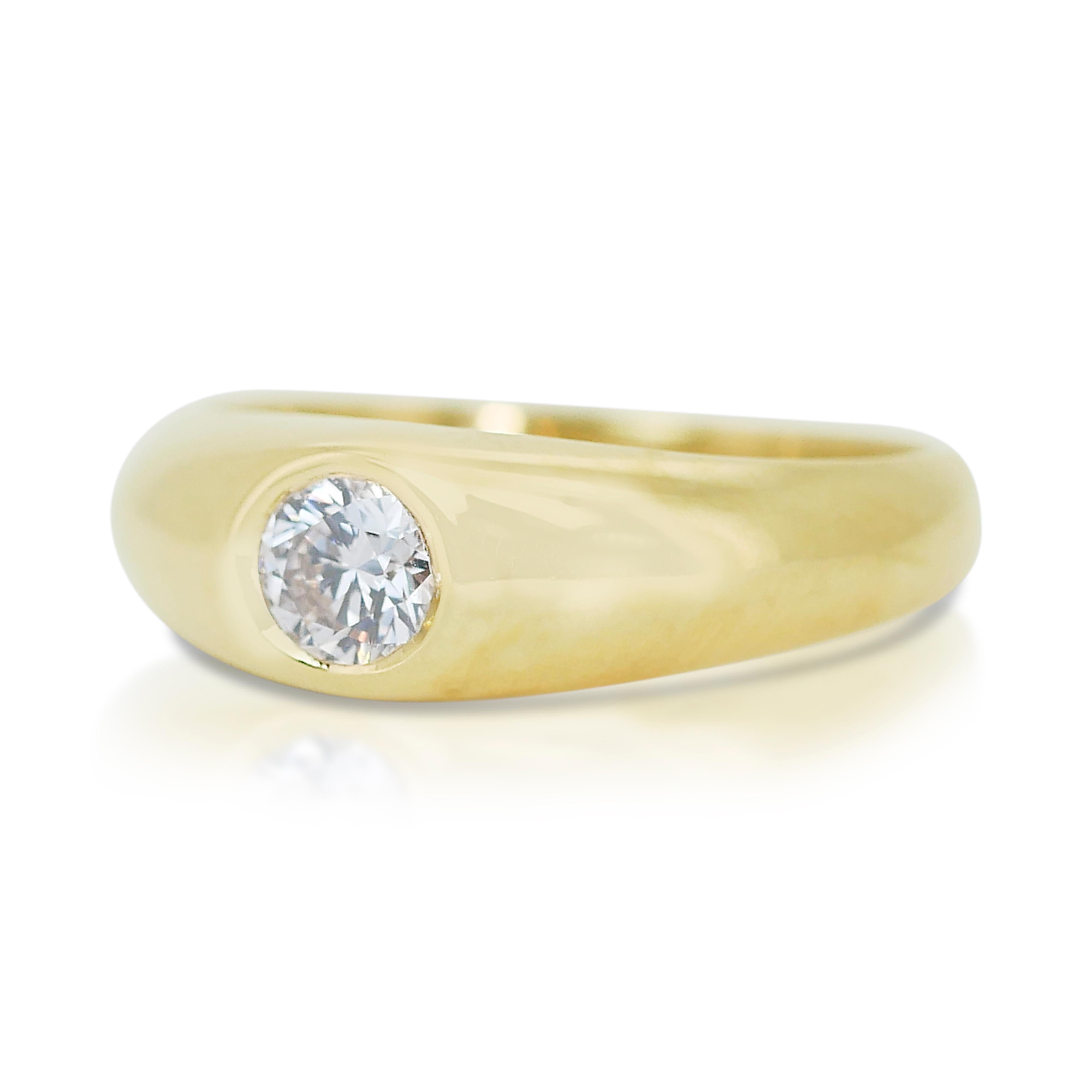 Radiant Harmony: 0.76ct Round Diamond Solitaire Ring in 18k Yellow Gold - GIA Certified

Introducing the 