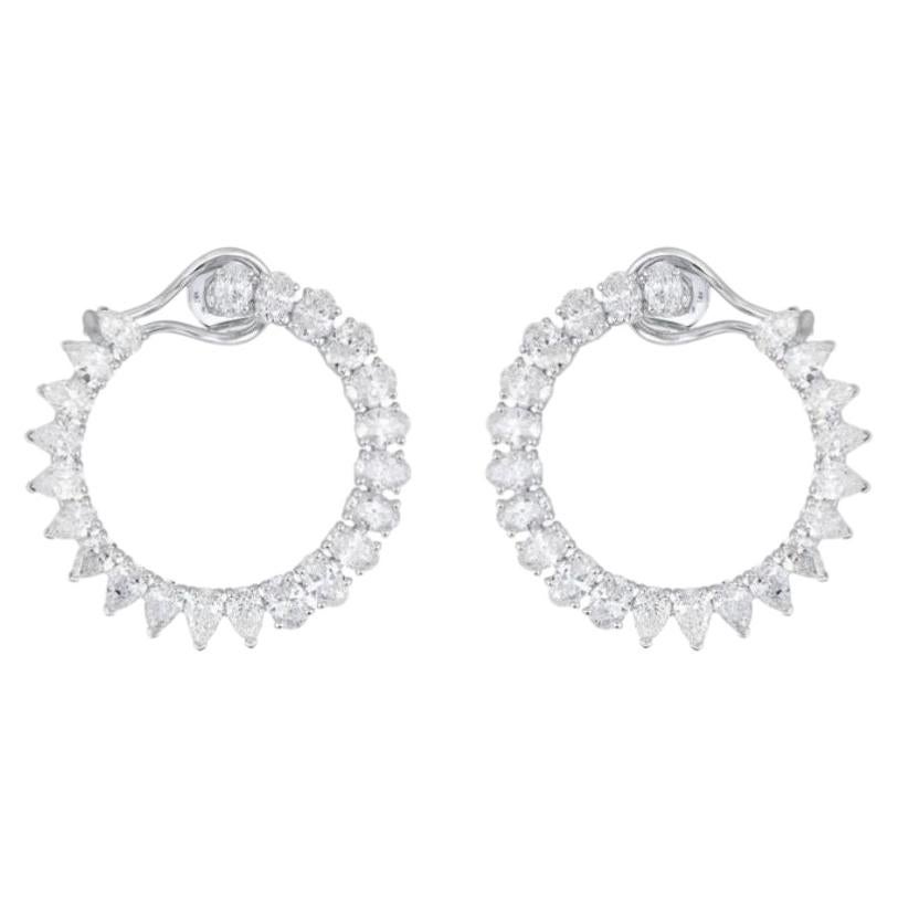 9.91ct Diamond 18K White Gold Hoop Earrings