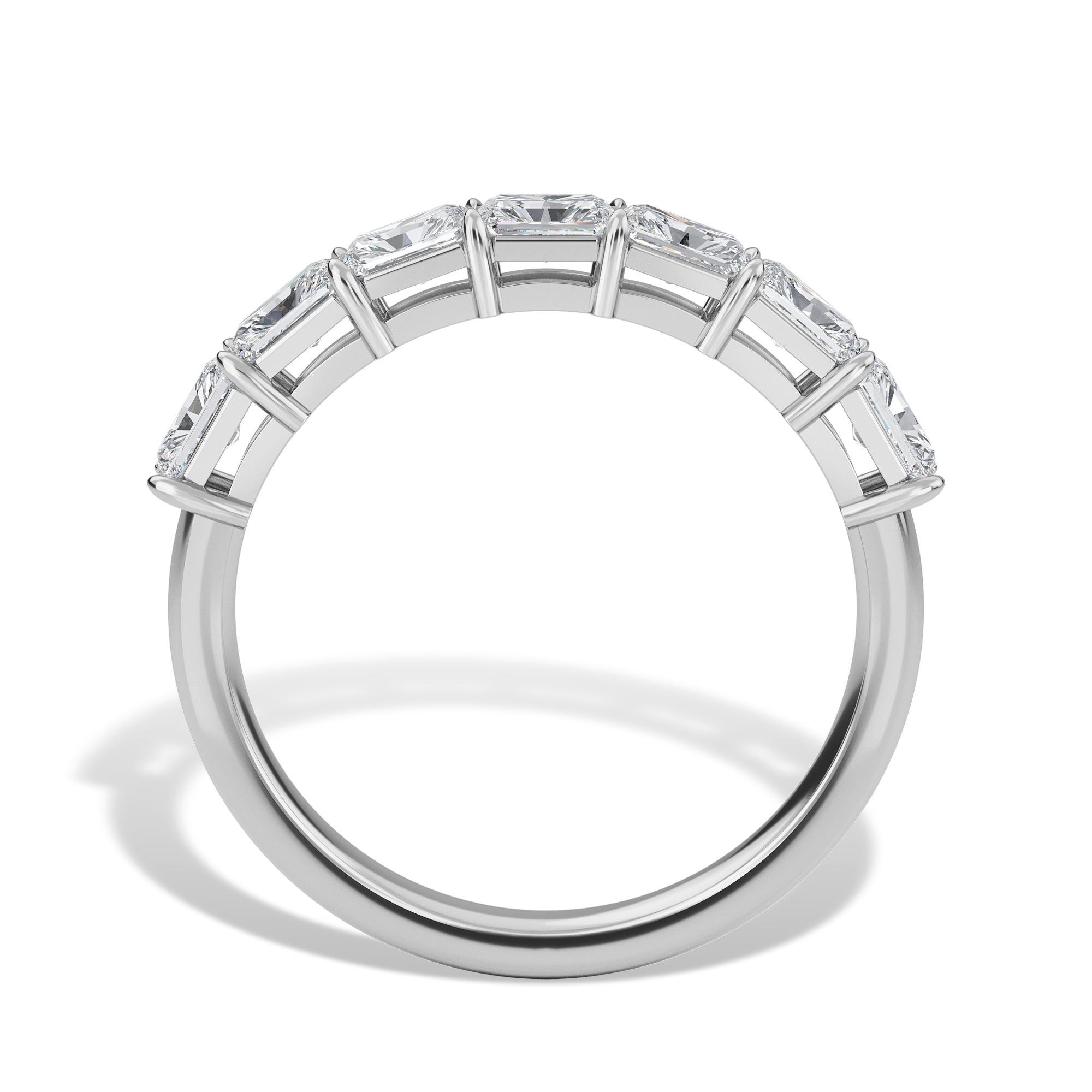 Radiant Cut Radiant Horizontal Partway Band, 1.19 Total Carat Weight For Sale