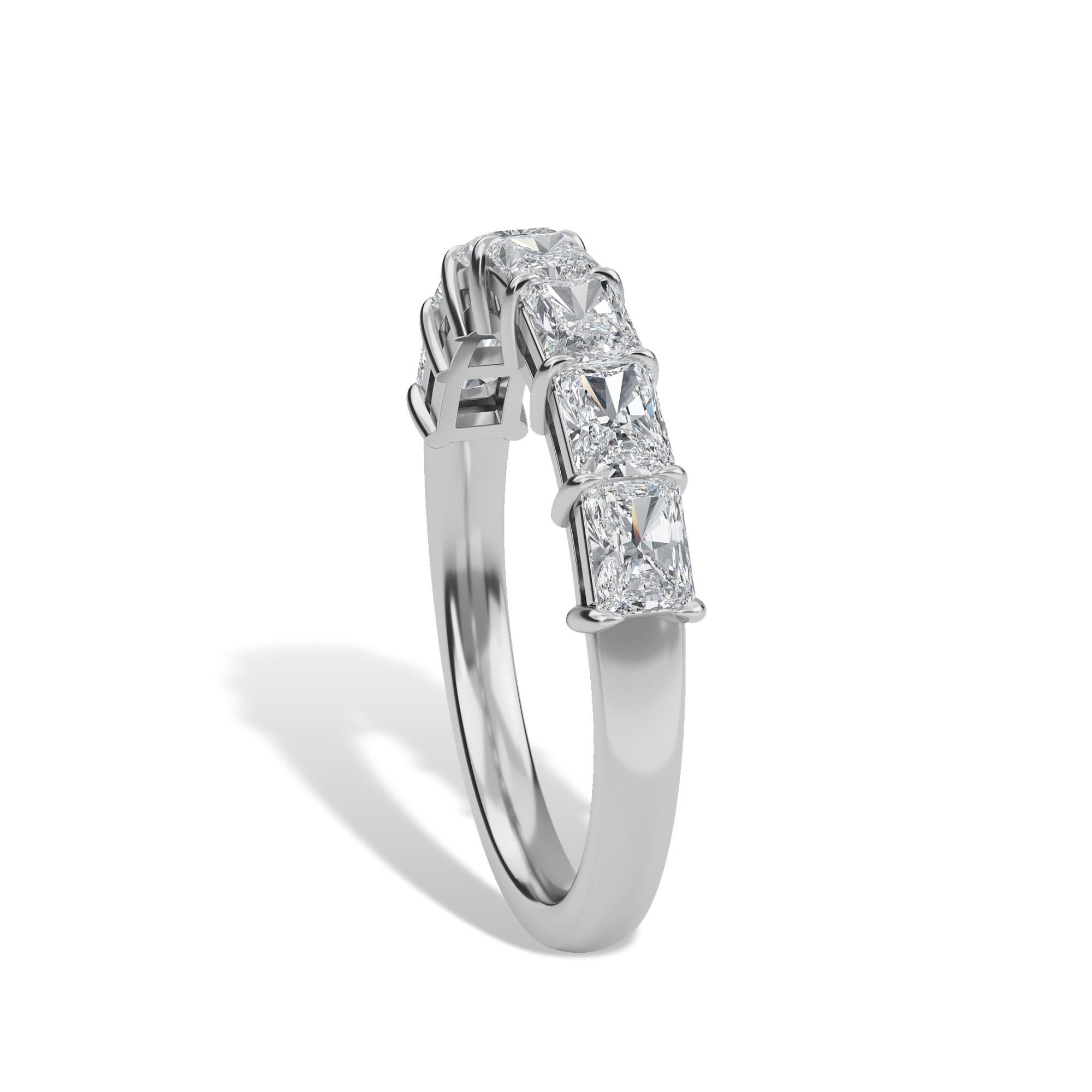 Radiant Horizontal Partway Band, 1.19 Total Carat Weight In New Condition For Sale In Cedarhurst, NY