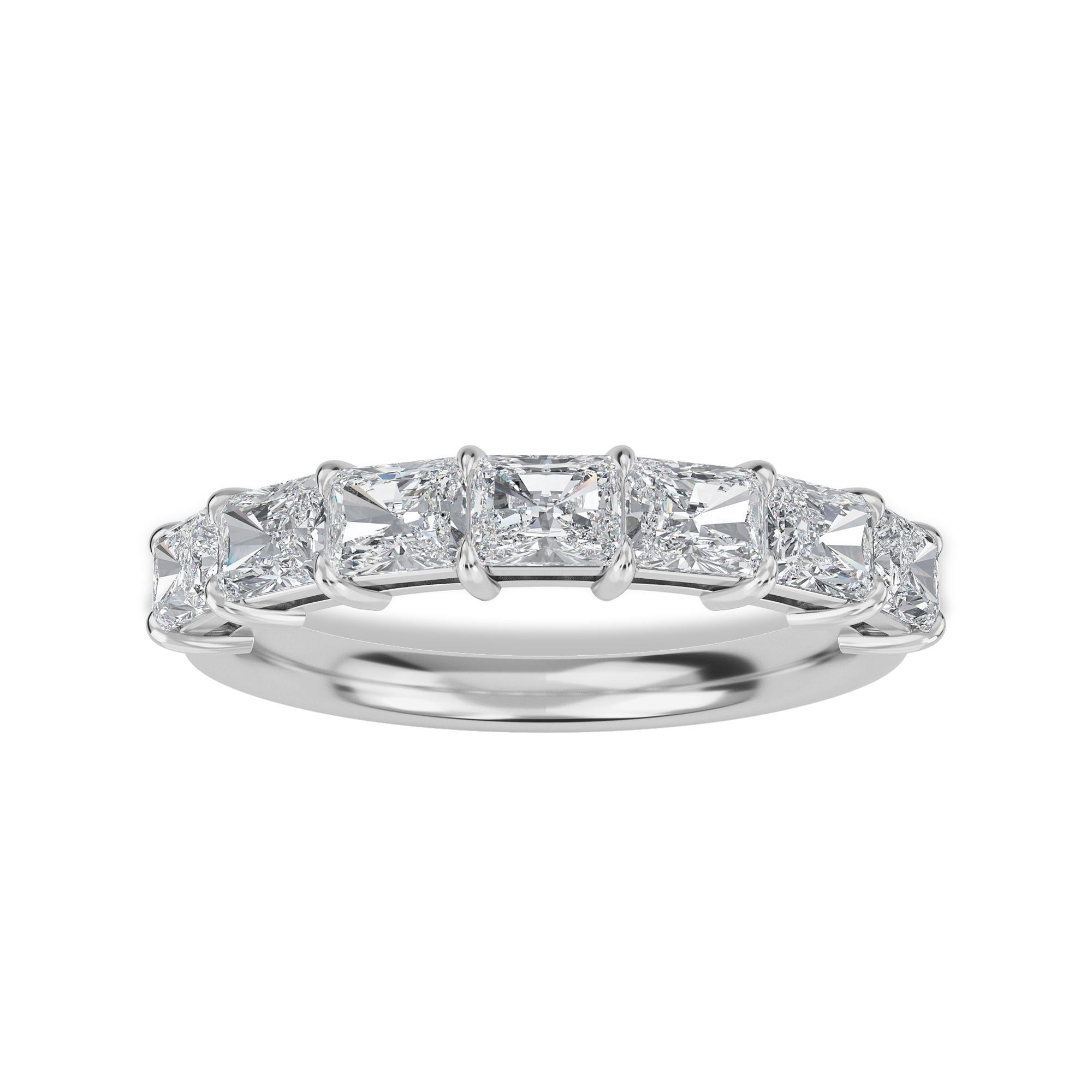 Women's or Men's Radiant Horizontal Partway Band, 1.19 Total Carat Weight For Sale