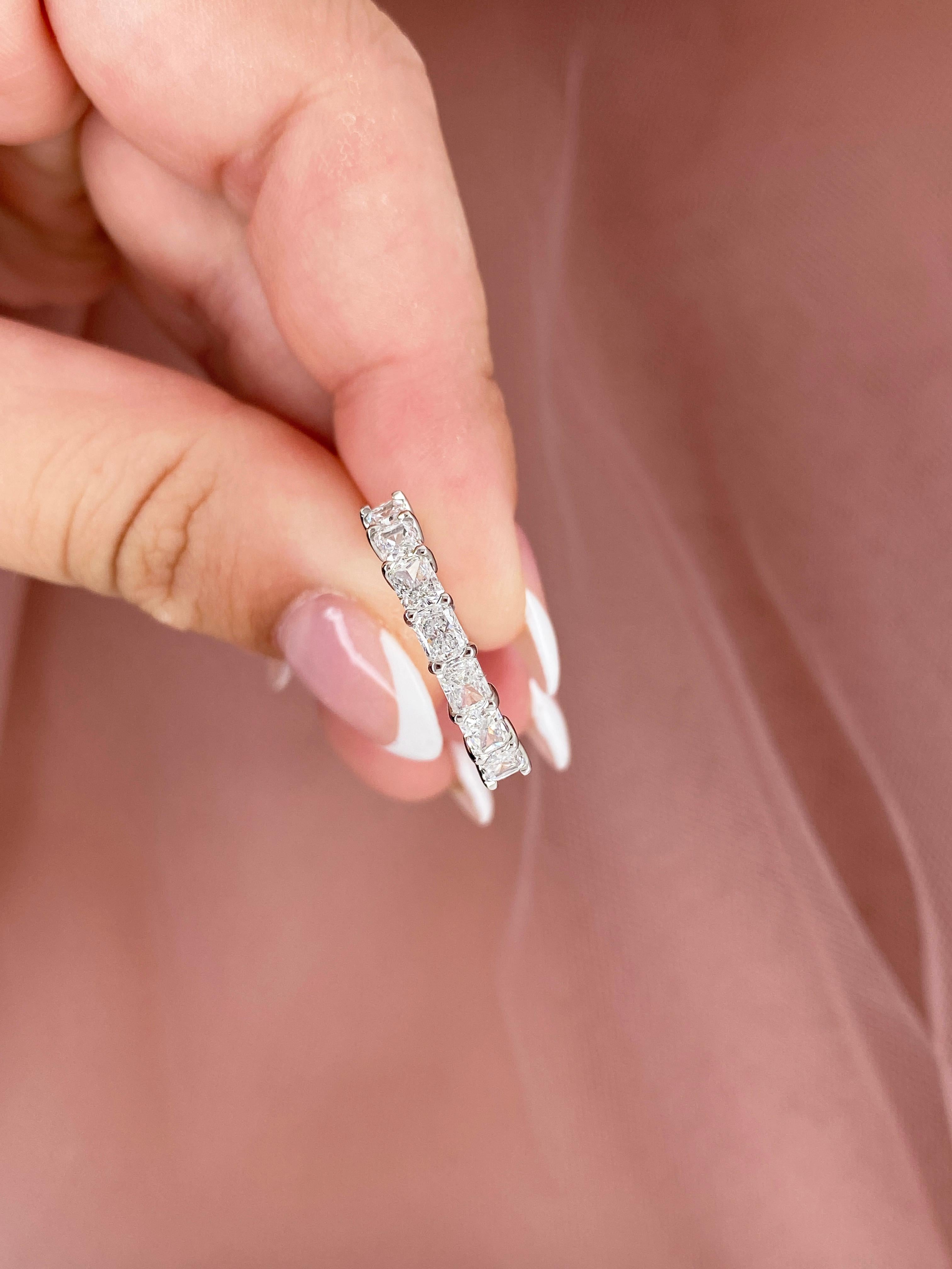 Radiant Horizontal Partway Band, 1.19 Total Carat Weight For Sale 1
