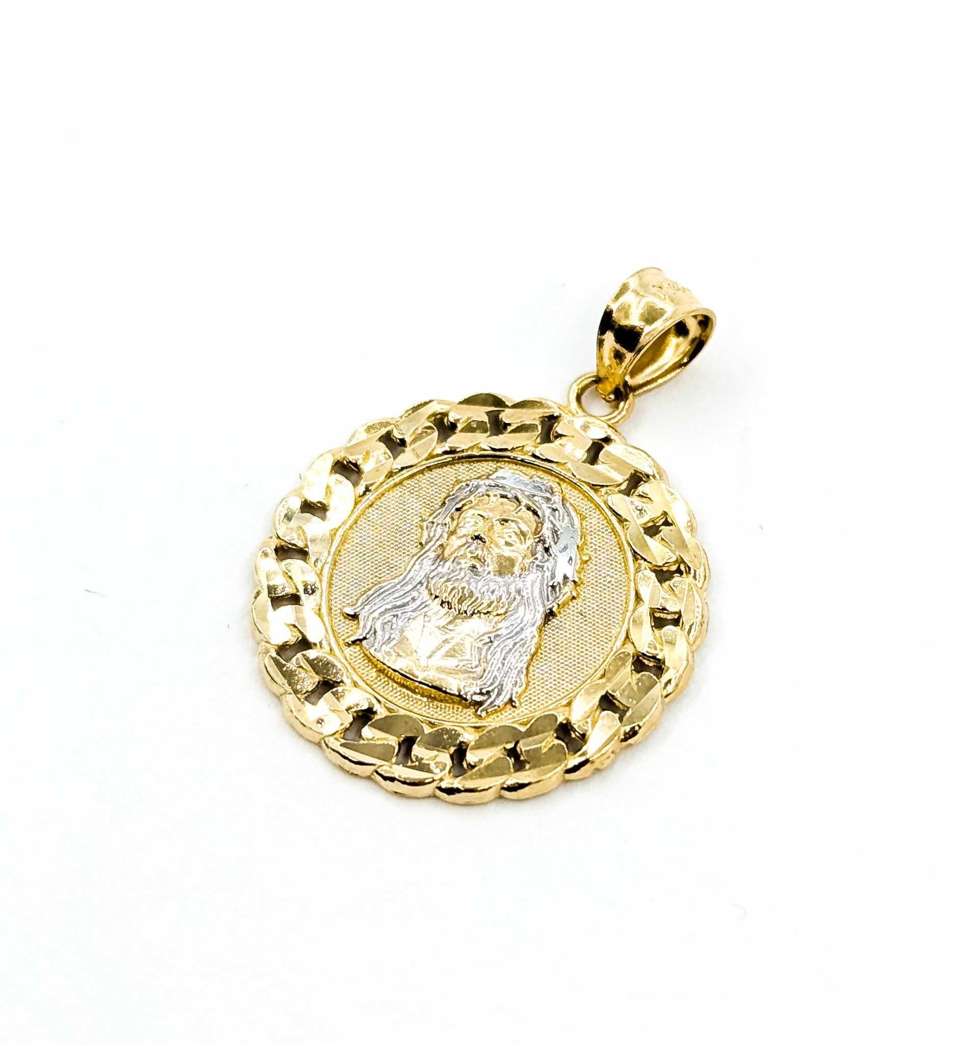 Contemporain Pendentif Médaillon Jésus rayonnant en or jaune 10k en vente