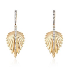 0.51ct Diamond 14K Gold Leaf Drop Earrings