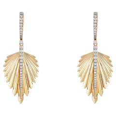 0.51ct Diamond 14K Gold Leaf Drop Earrings