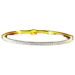 Diamante rotondo in oro giallo 14K Bangle 53 pietre Chocker