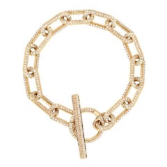 Radiant Lock 14K (or 18k upon request) Gold Pave Toggle Chain Bracelet