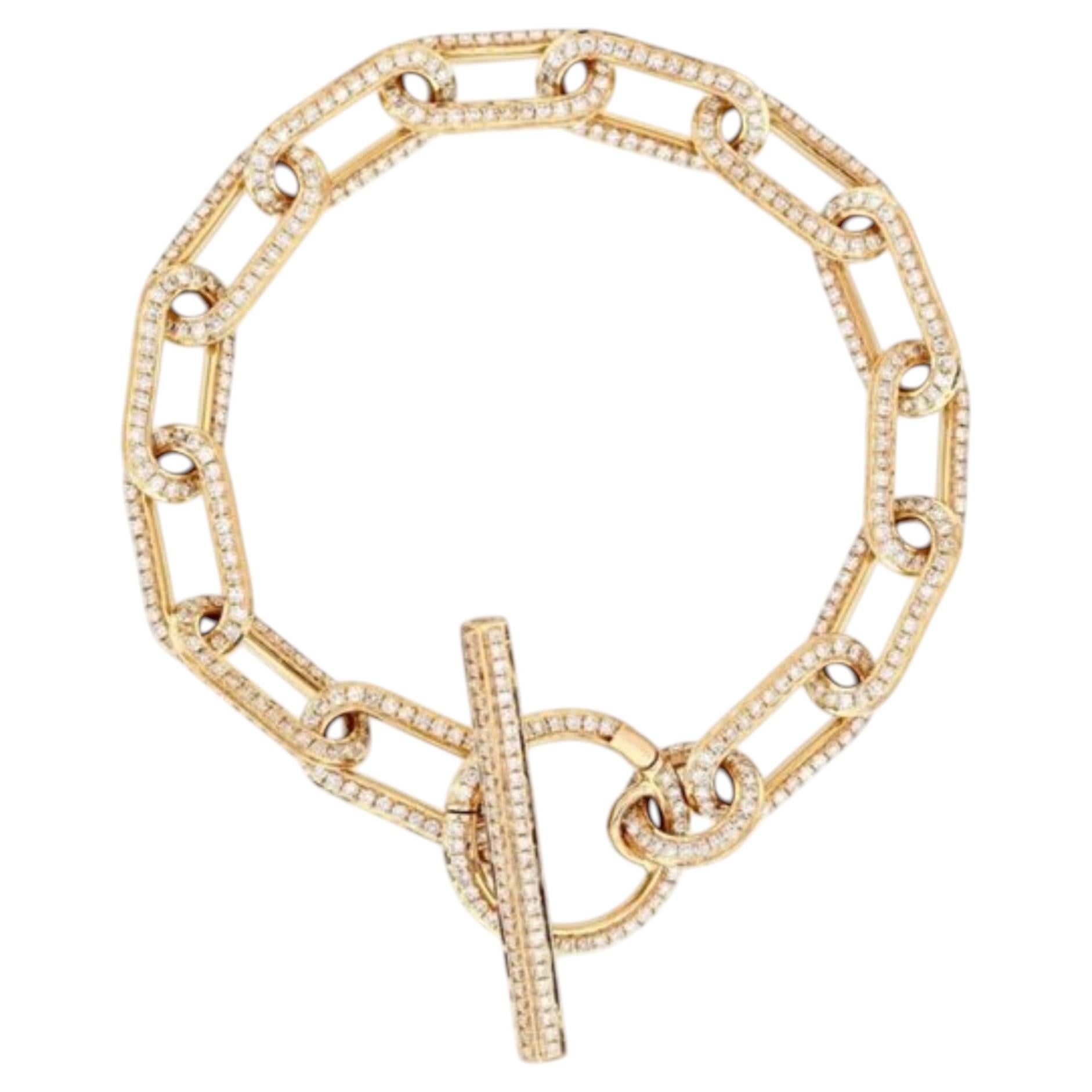 5.70ct Diamond & Blue Sapphire 14K Yellow Gold Toggle Chain Bracelet
