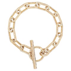 Radiant Lock 14K (or 18k upon request) Gold Pave Toggle Chain Bracelet