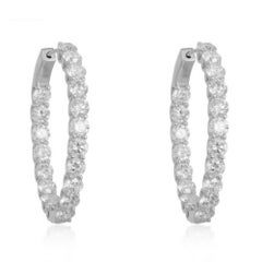 6.65ctw Natural Diamond 14K Gold Hoop Earrings