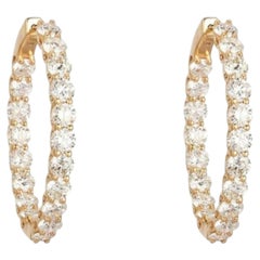 6.65ctw Natural Diamond 14K Gold Hoop Earrings