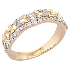 Anello Radiant Majesty in oro giallo 14K (o 18k su richiesta) con diamanti a baguette