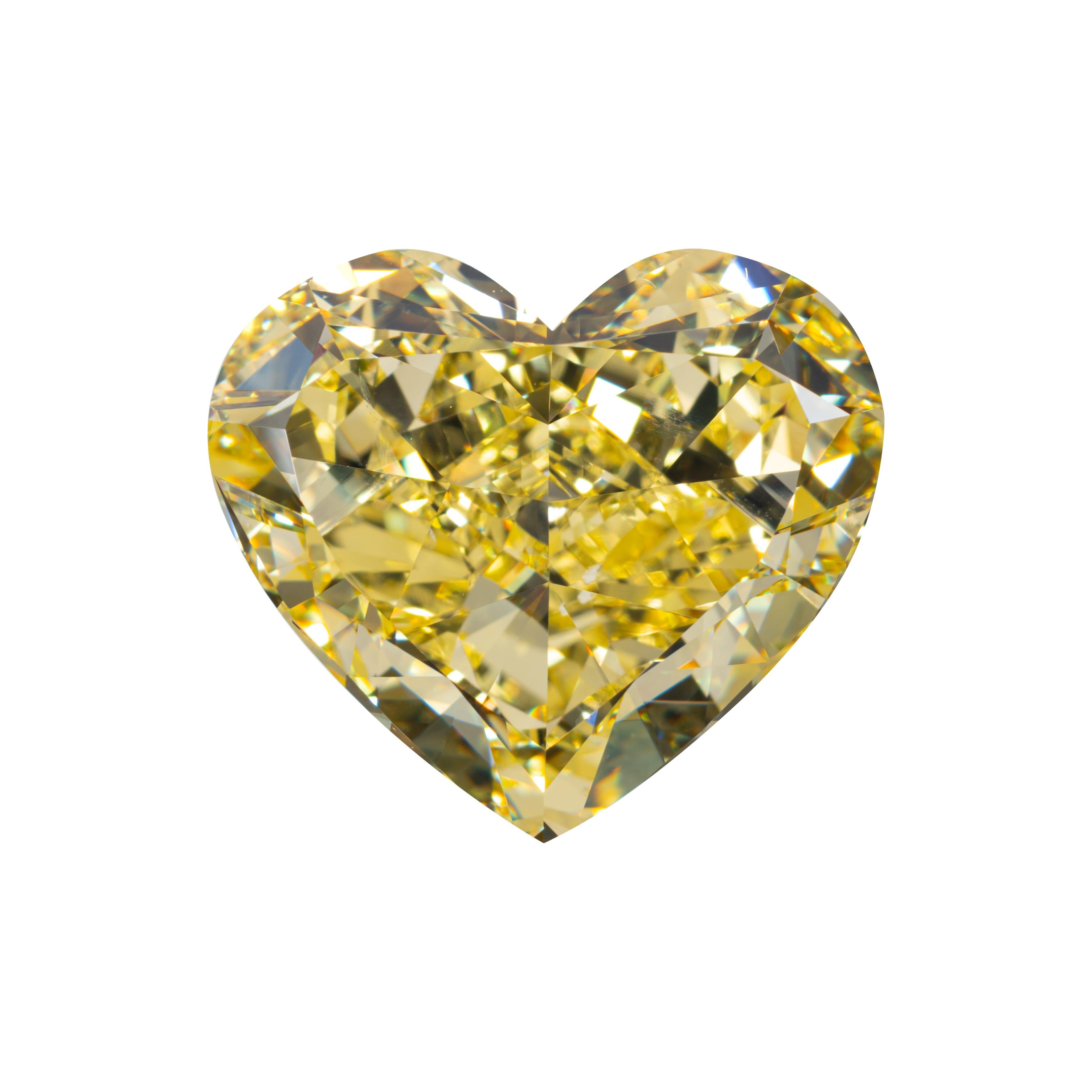 GIA Certified 18.25 Carat Fancy Intense Yellow Heart Cut Diamond – Eye-Clean Masterpiece

A true rarity on the market, this extraordinary 18.25-carat natural diamond is masterfully cut in a romantic heart shape and certified by GIA as Fancy Intense