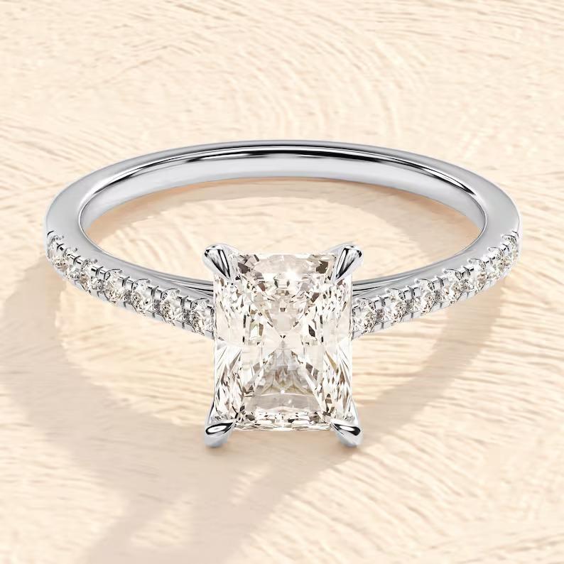 1.5ct Radiant Moissanite Engagement Ring 925 Sterling Silver Ring Gift for Her. 3