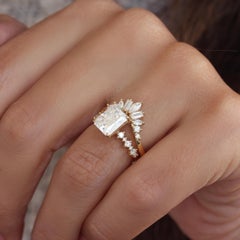 Radiant Moissanite Engagement Ring with Matching Sideband "Margo" & Ally V