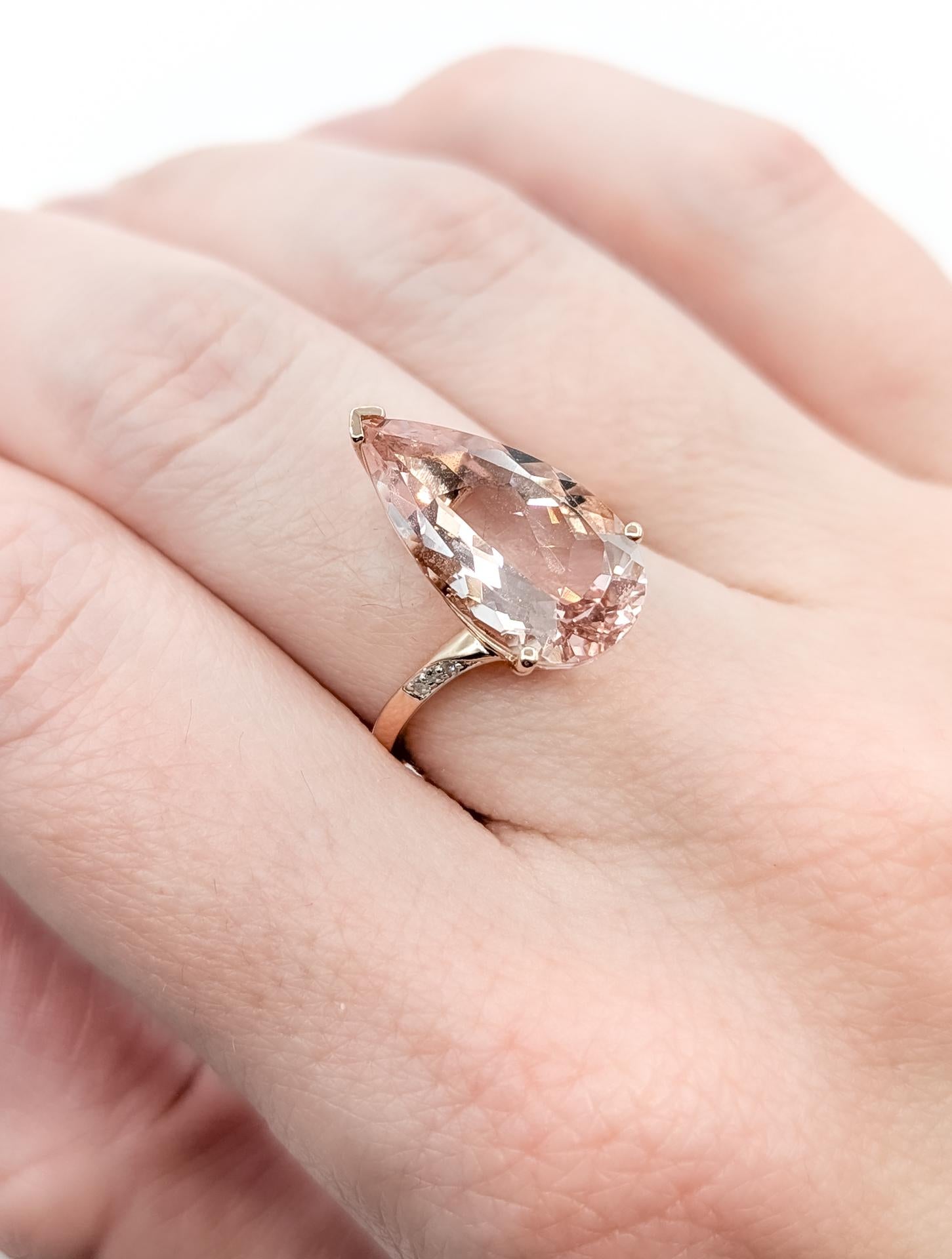 Anillo de Morganita Radiante y Diamantes de 14k Corte pera en venta