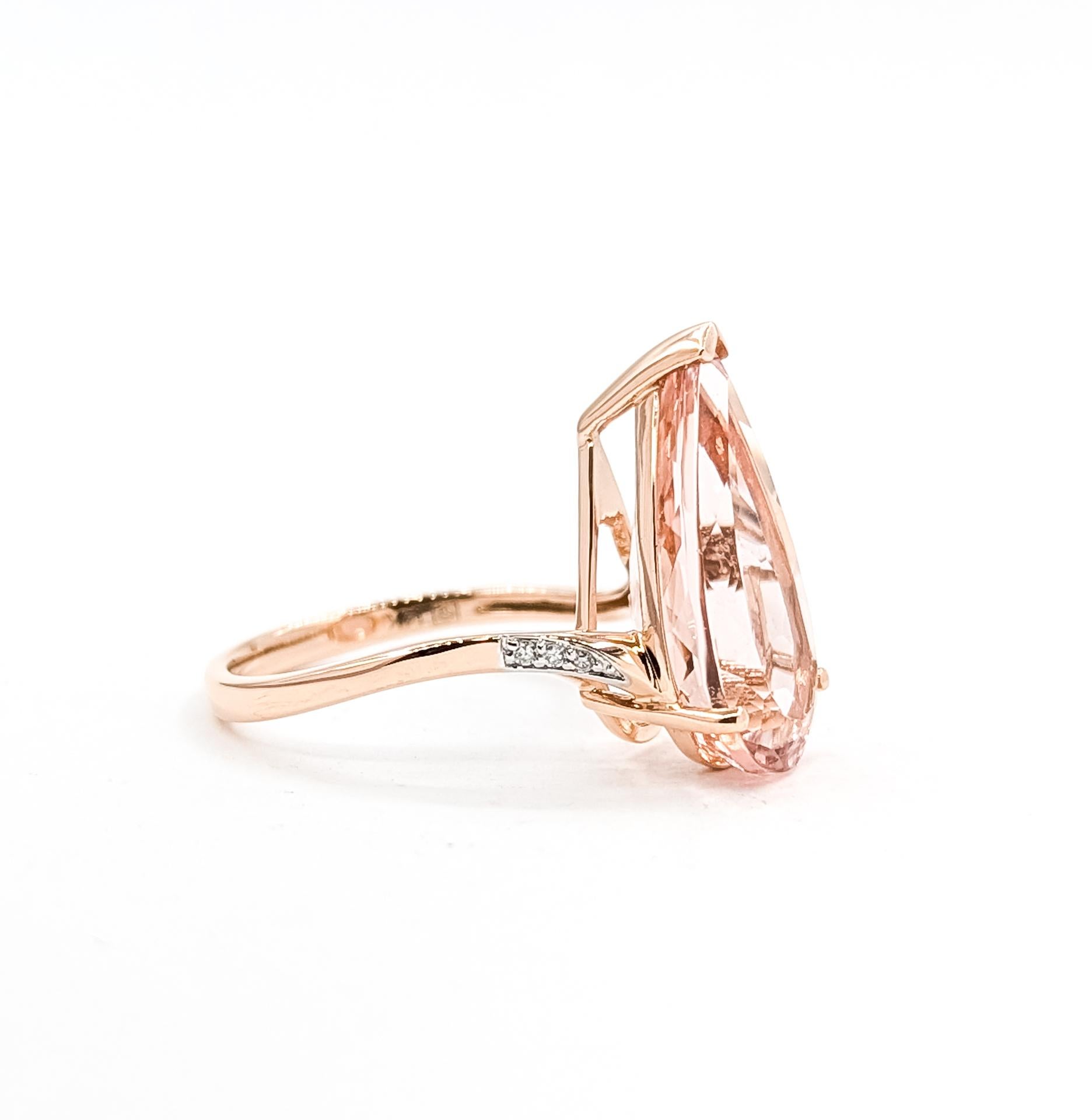 De las mujeres Anillo de Morganita Radiante y Diamantes de 14k en venta