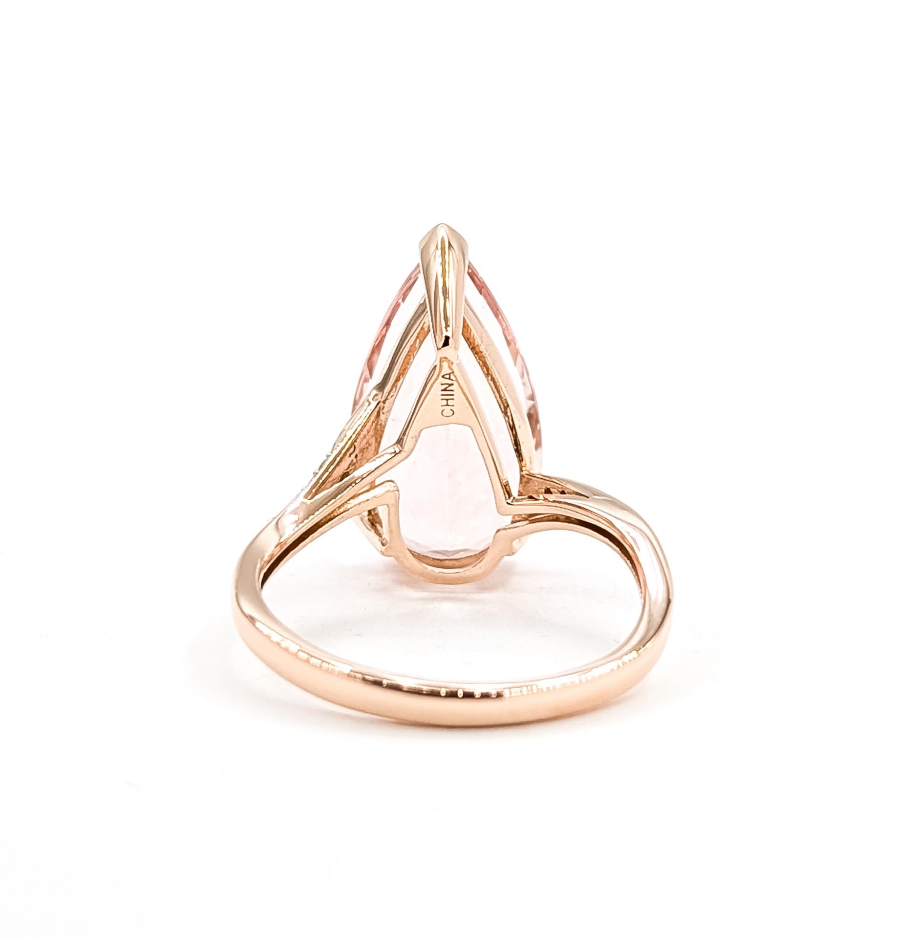 Anillo de Morganita Radiante y Diamantes de 14k en venta 1