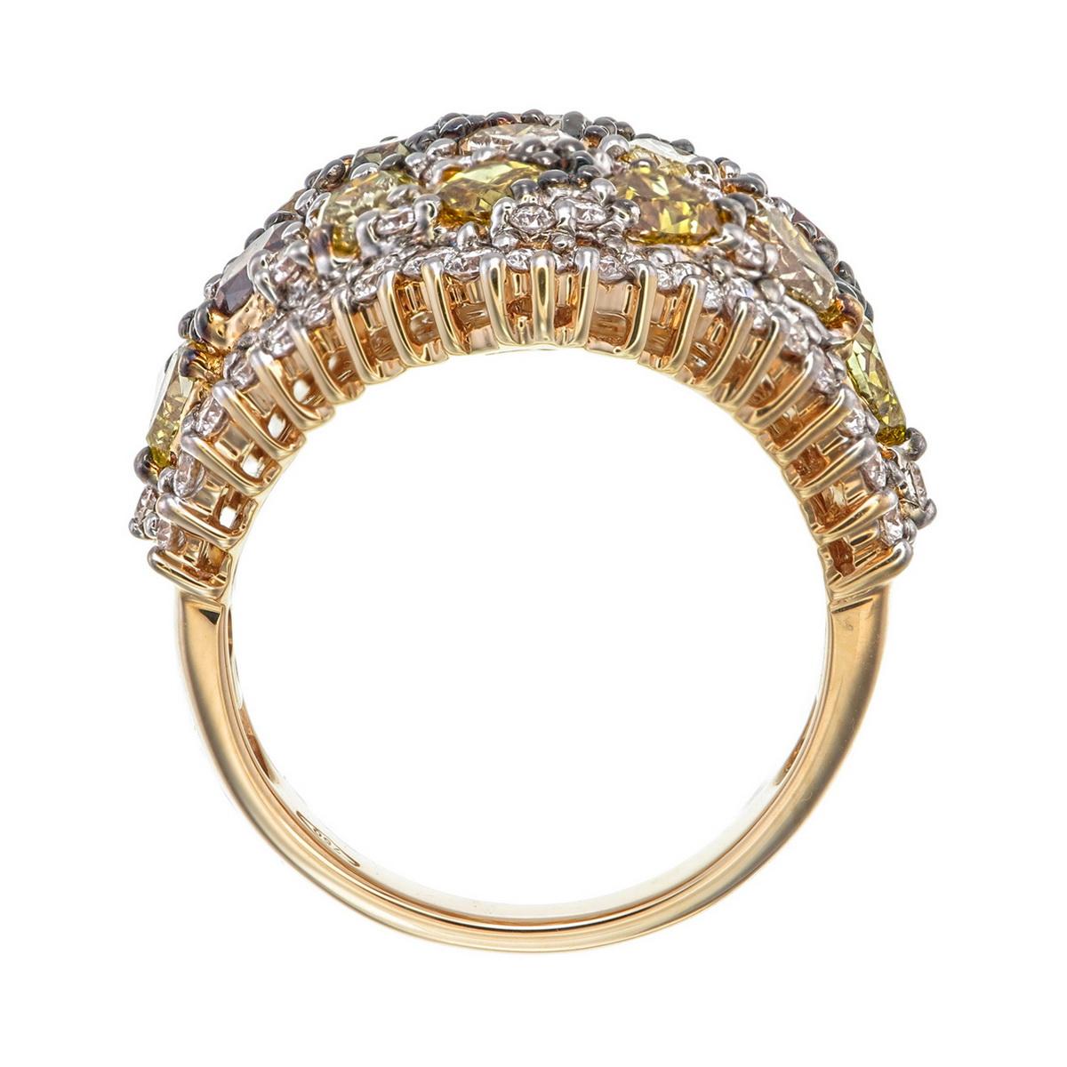 Contemporaneo Anello con diamante a mosaico radiante in oro rosa 18 carati in vendita