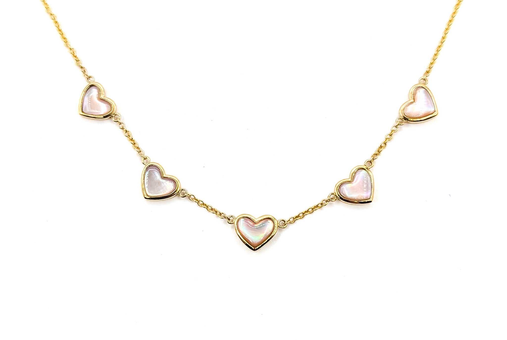 Radiant Mother of Pearl Heart Necklace in 14k For Sale 4