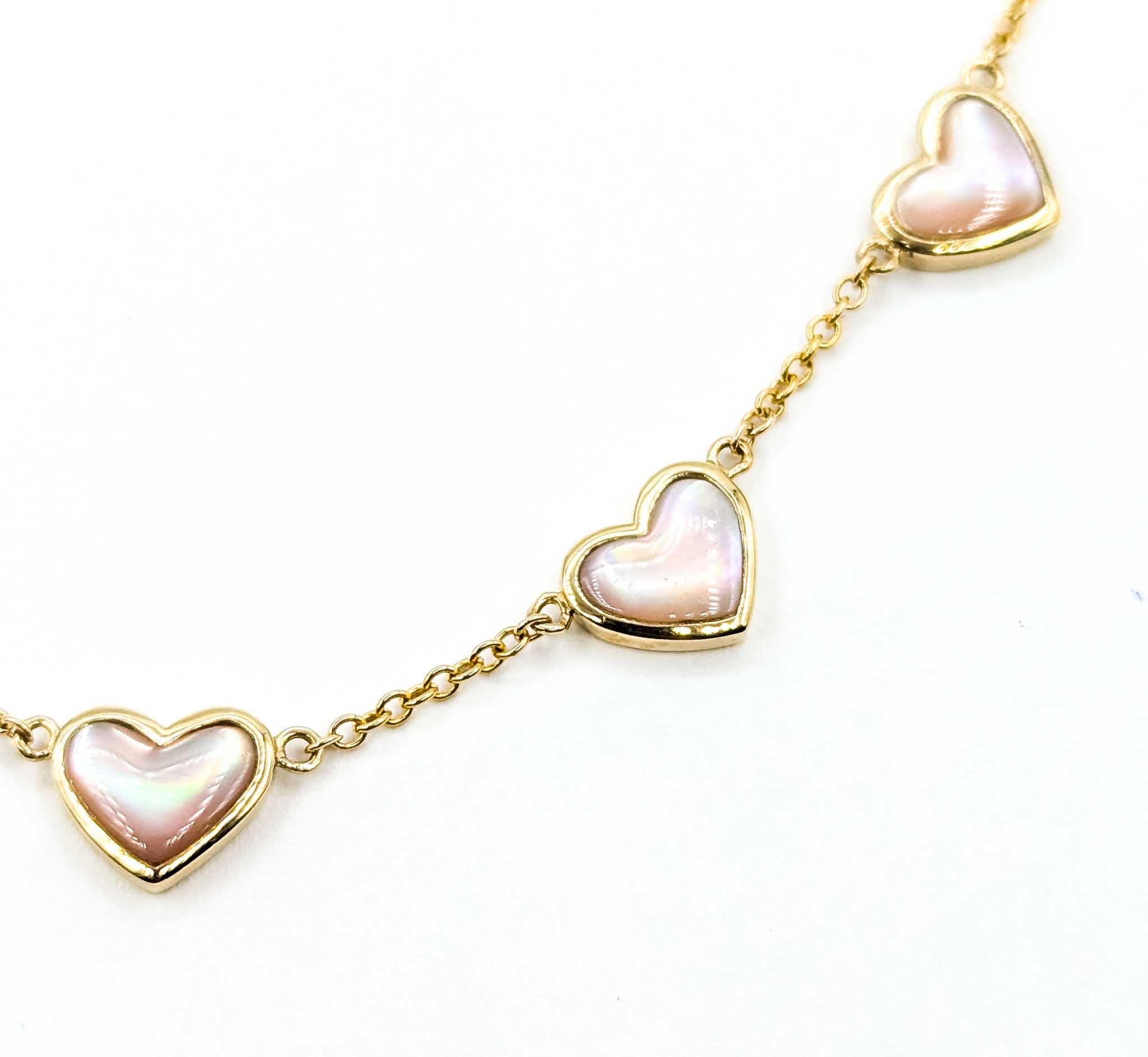 Women's Radiant Mother of Pearl Heart Necklace in 14k For Sale