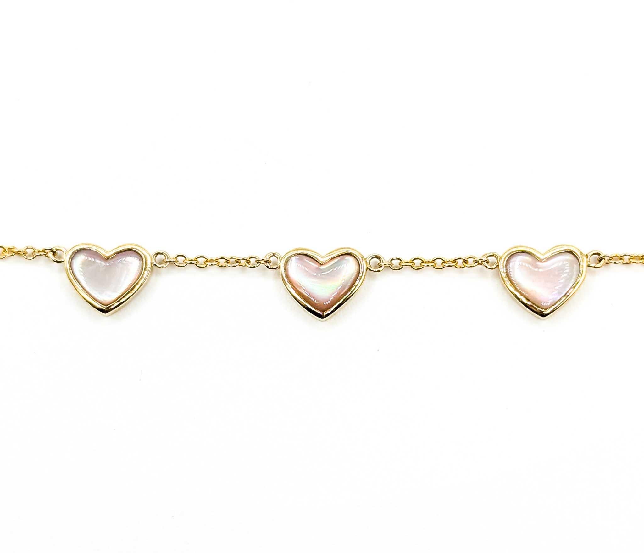 Radiant Mother of Pearl Heart Necklace in 14k For Sale 1