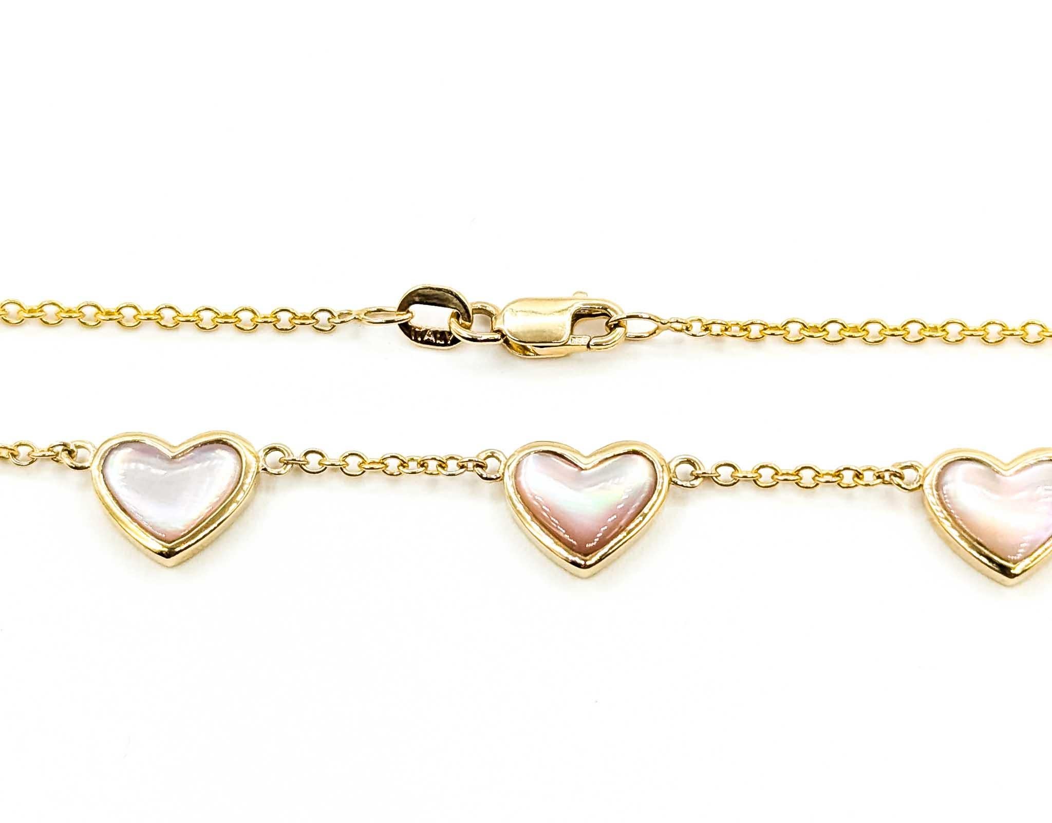 Radiant Mother of Pearl Heart Necklace in 14k For Sale 3
