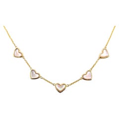 Radiant Mother of Pearl Heart Necklace in 14k