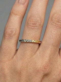 1.81ct Multi-Color Sapphire Eternity Band 14K Yellow Gold Ring