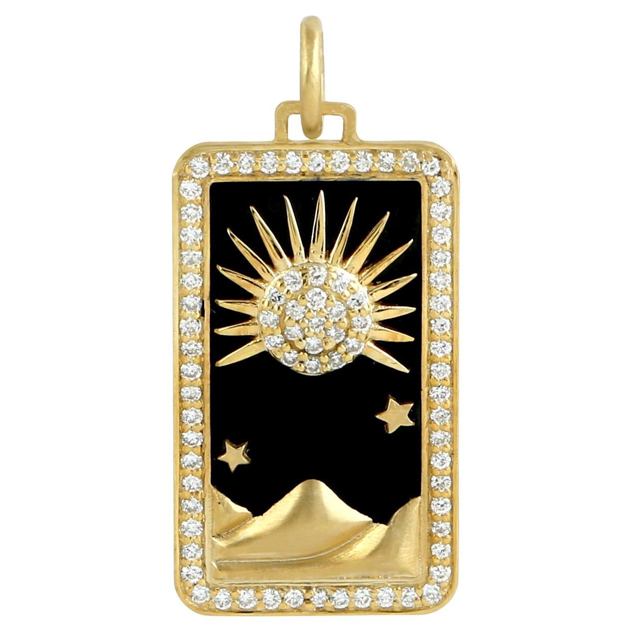 Ciondolo in oro 14KT con diamanti celesti per la Notte Radiosa in vendita