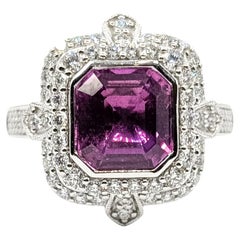 Radiant No-Heat Pink Sapphire & Diamond Ring in Platinum- GIA 1236838061