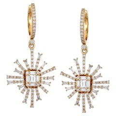 Radiant Nova 14K (or 18k upon request) Yellow Gold Diamond Drop Earrings