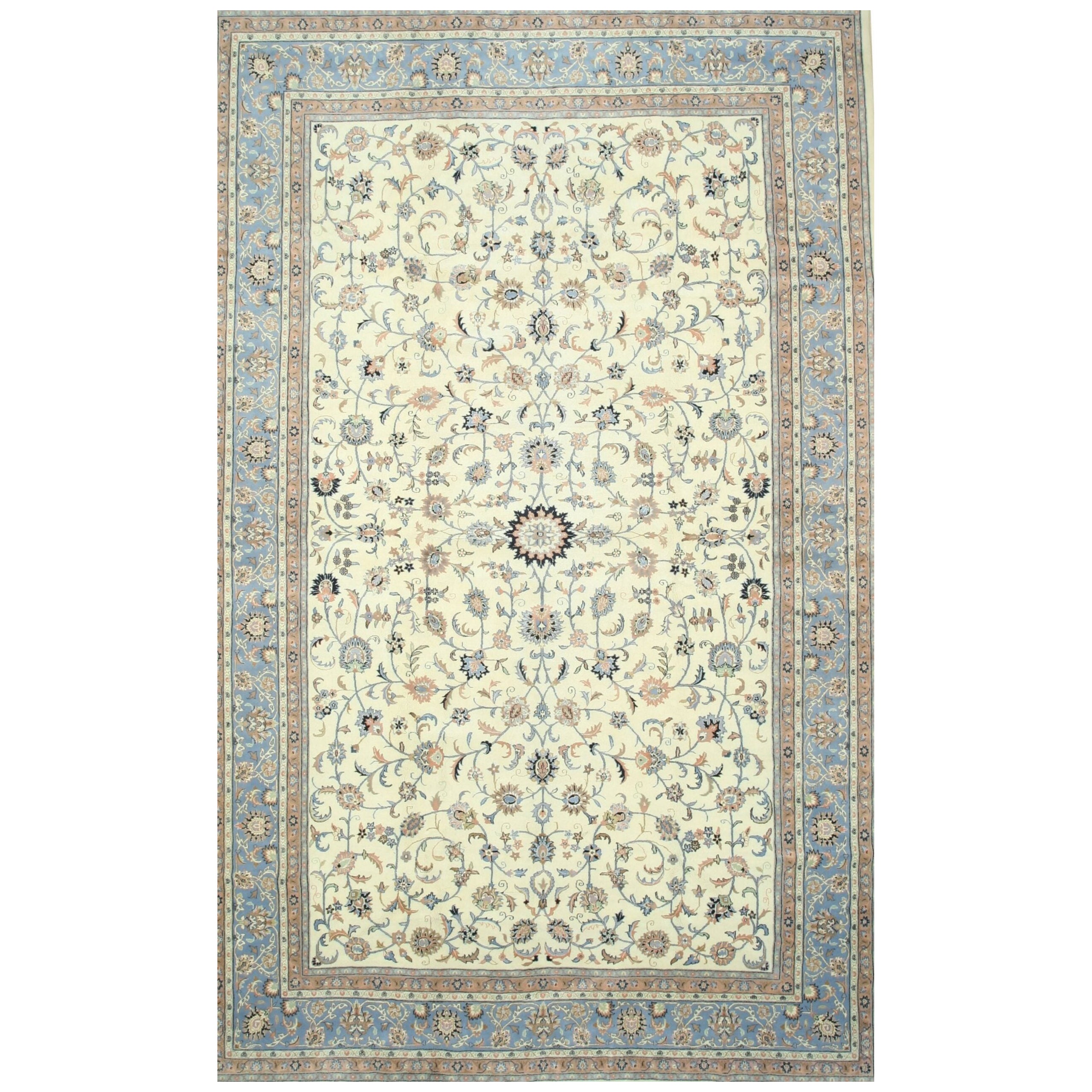 Radiant Oriental Multicolor Hand-Knotted Wool Rug Carpet from India with Allover