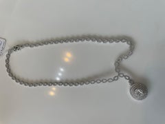 Radiant Oval Halo Diamond Necklace in 18K White Gold