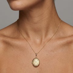 Radiant Oval Locket 14K (or 18k request) Yellow Gold Green Opal Pendant Necklace