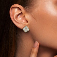 Radiant Pave 14K (or 18k upon request) Gold Diamond Flower Stud Earrings