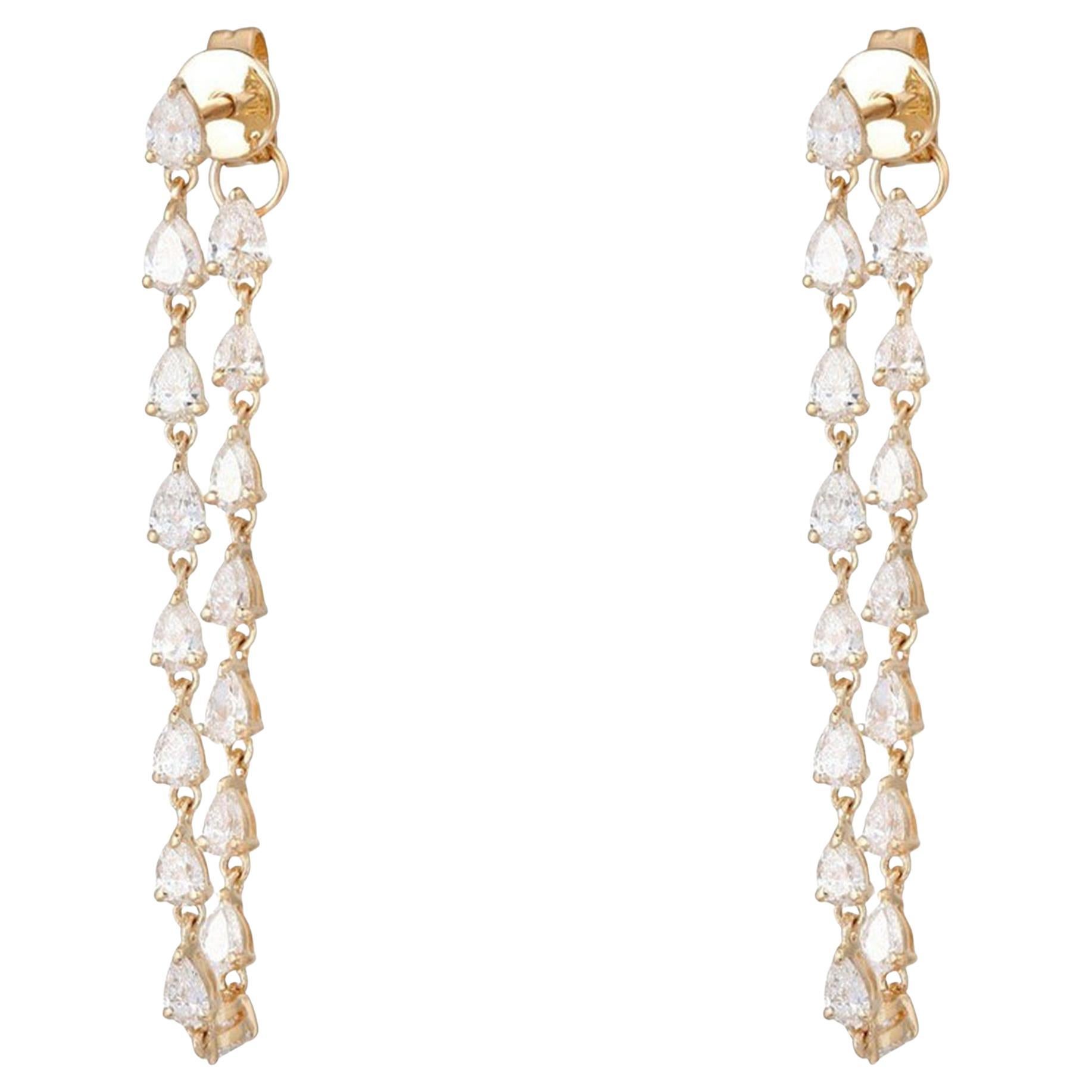 Radiant Pear Drop 14K (or 18k upon request) Yellow Gold Chain Earrings