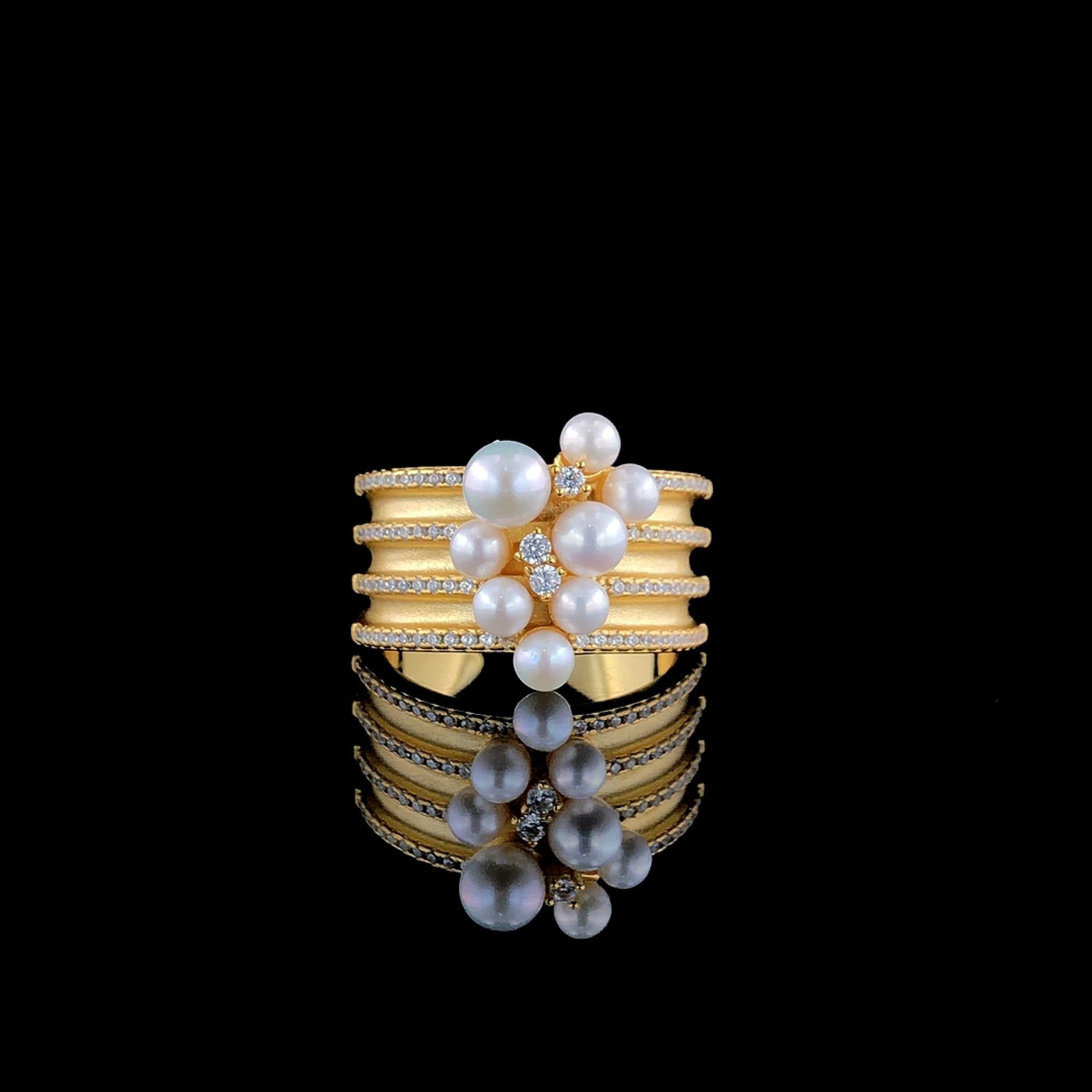 Women's Radiant Pearl Cascade Ring For Sale