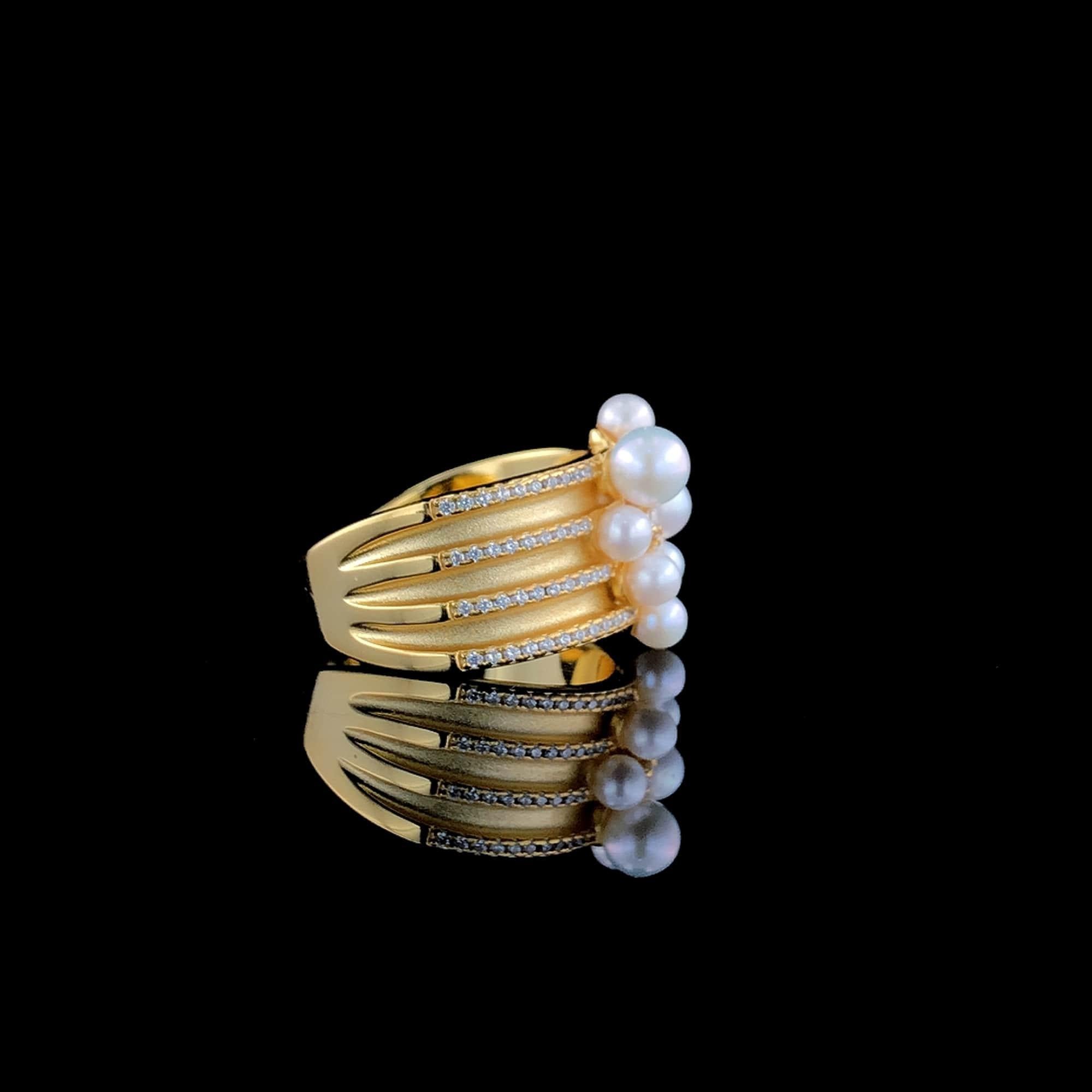 Radiant Pearl Cascade Ring For Sale 1