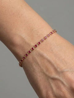Bracelet de tennis en or jaune 14K (sur mesure) avec saphir rose radieux et améthyste