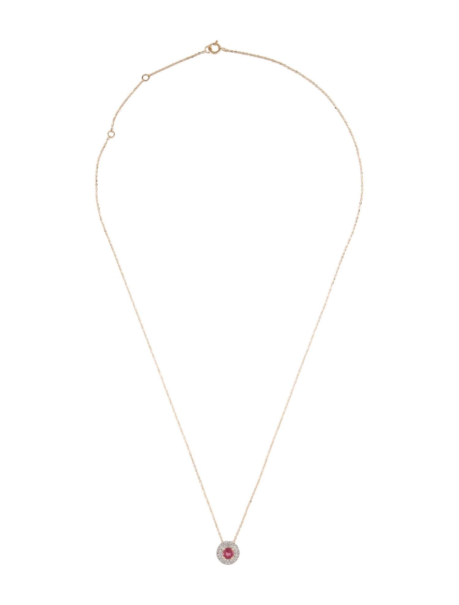 Brilliant Cut 14K Tourmaline & Diamond Pendant Necklace: Exquisite Luxury Statement Jewelry For Sale