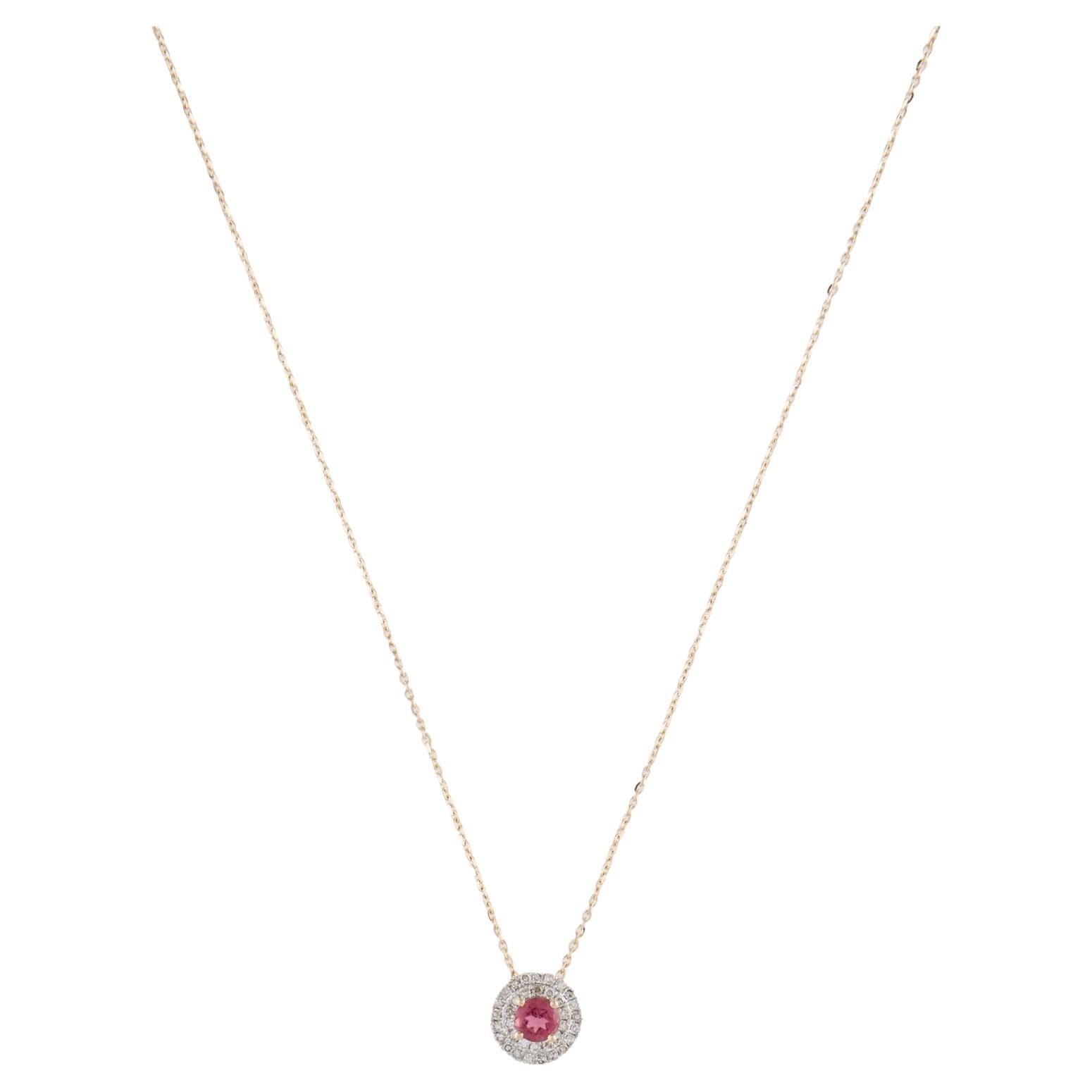 14K Tourmaline & Diamond Pendant Necklace: Exquisite Luxury Statement Jewelry For Sale