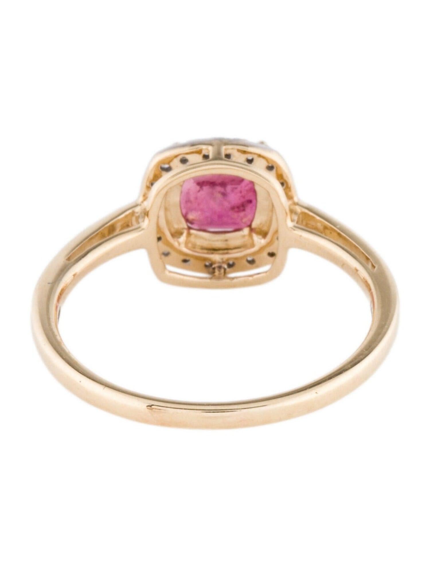 Rose Cut Exquisite 14K Tourmaline & Diamond Cocktail Ring - Size 6.75 - Timeless Luxury For Sale