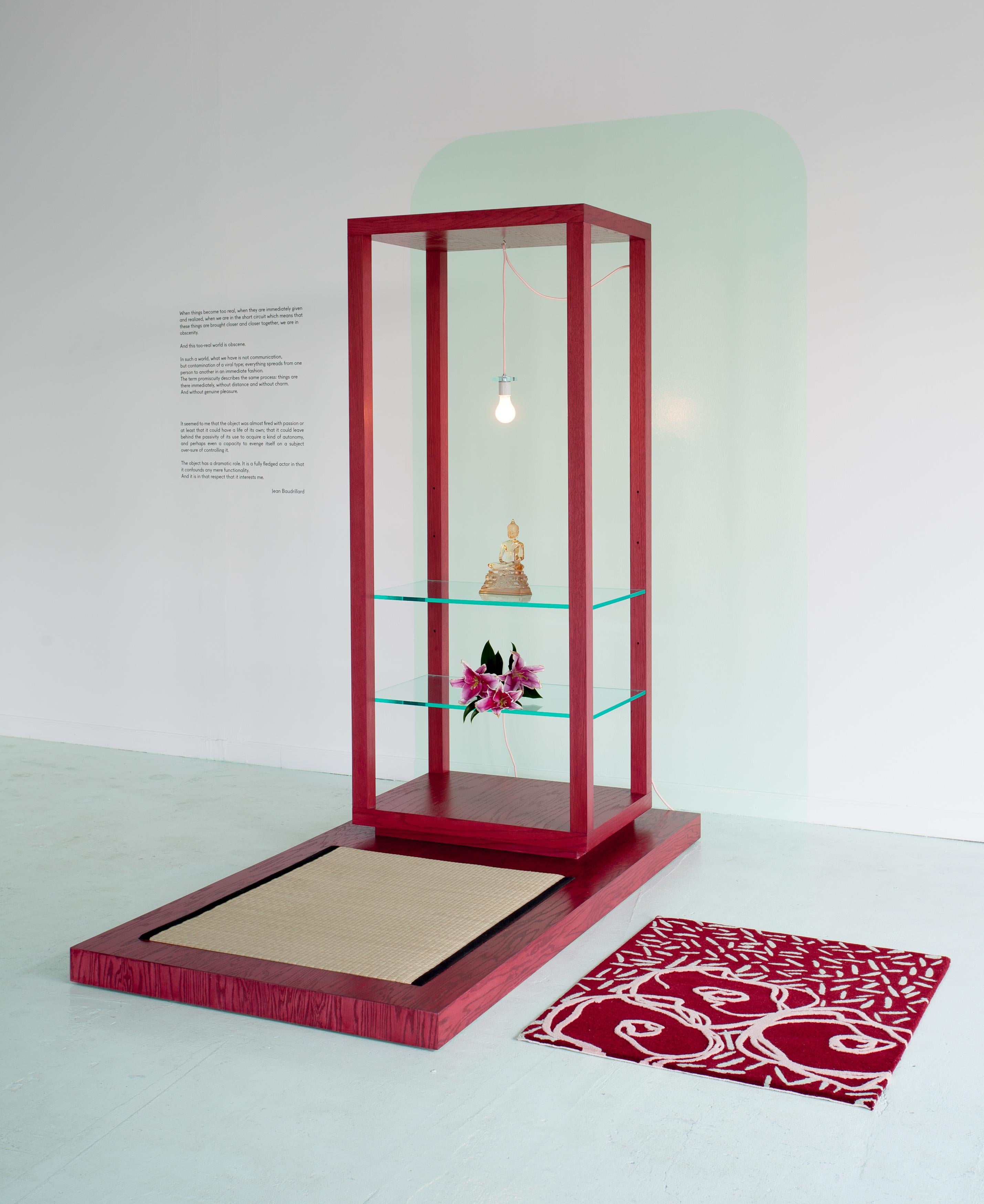 Strahlend roter handgefertigter Nepalteppich mit Blumen (natürliche umweltfreundliche Wolle) im Zustand „Neu“ im Angebot in Brooklyn, NY