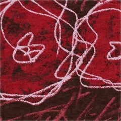 Radiant Red on Black Hand Knotted Floral Nepalese Rug (natural wool)