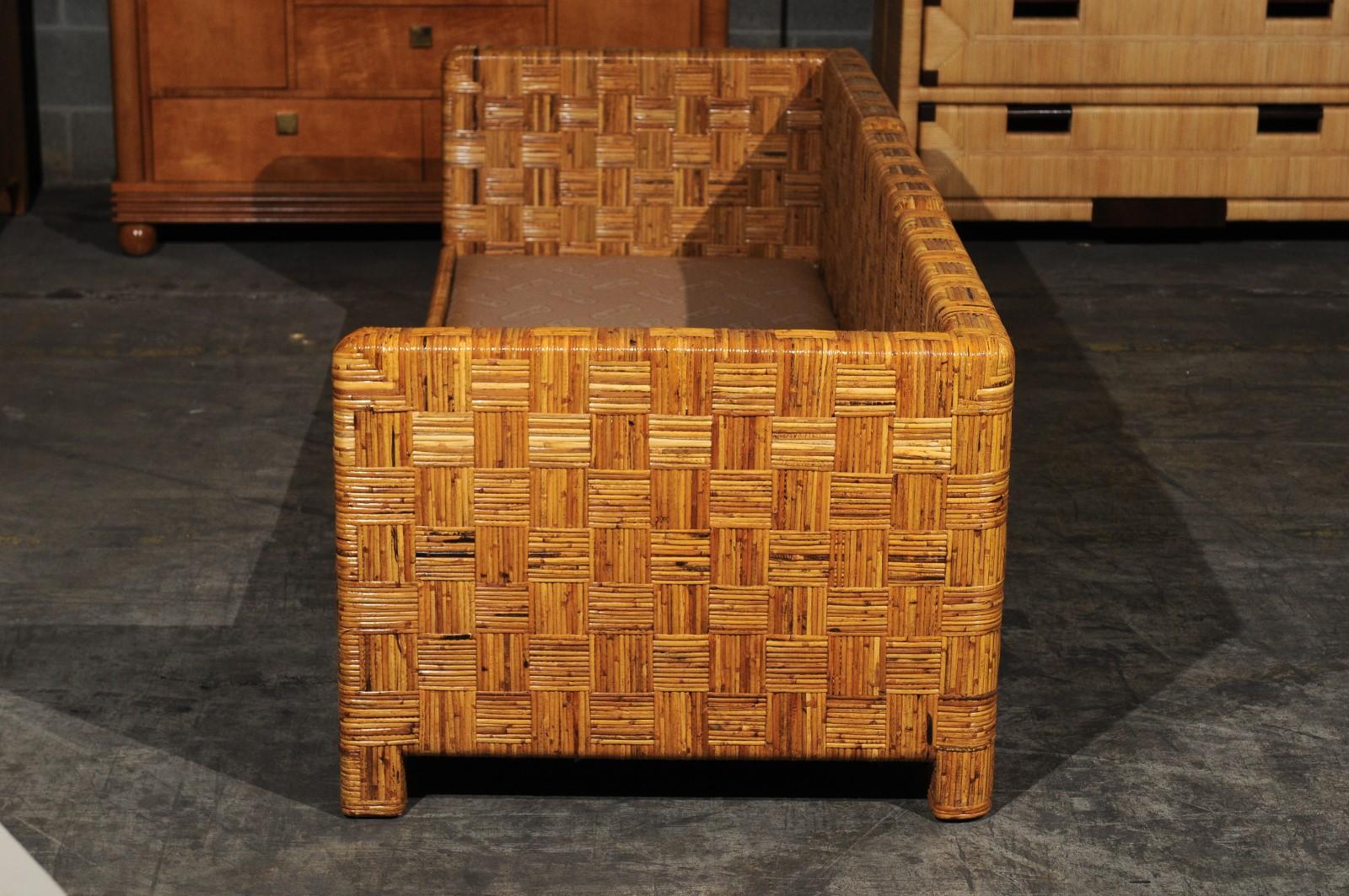 Radiant Restored Billy Baldwin Style Cane Basketweave Parsons Sofa, circa 1975 For Sale 4