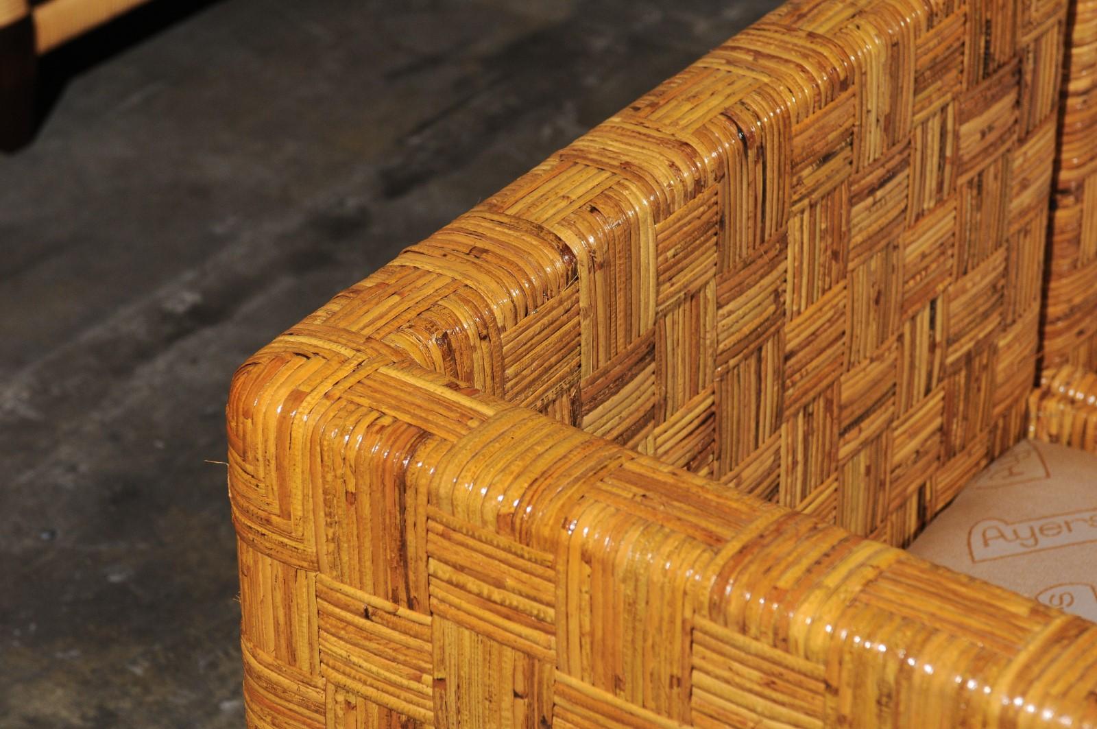 Radiant Restored Billy Baldwin Style Cane Basketweave Parsons Sofa, circa 1975 For Sale 8