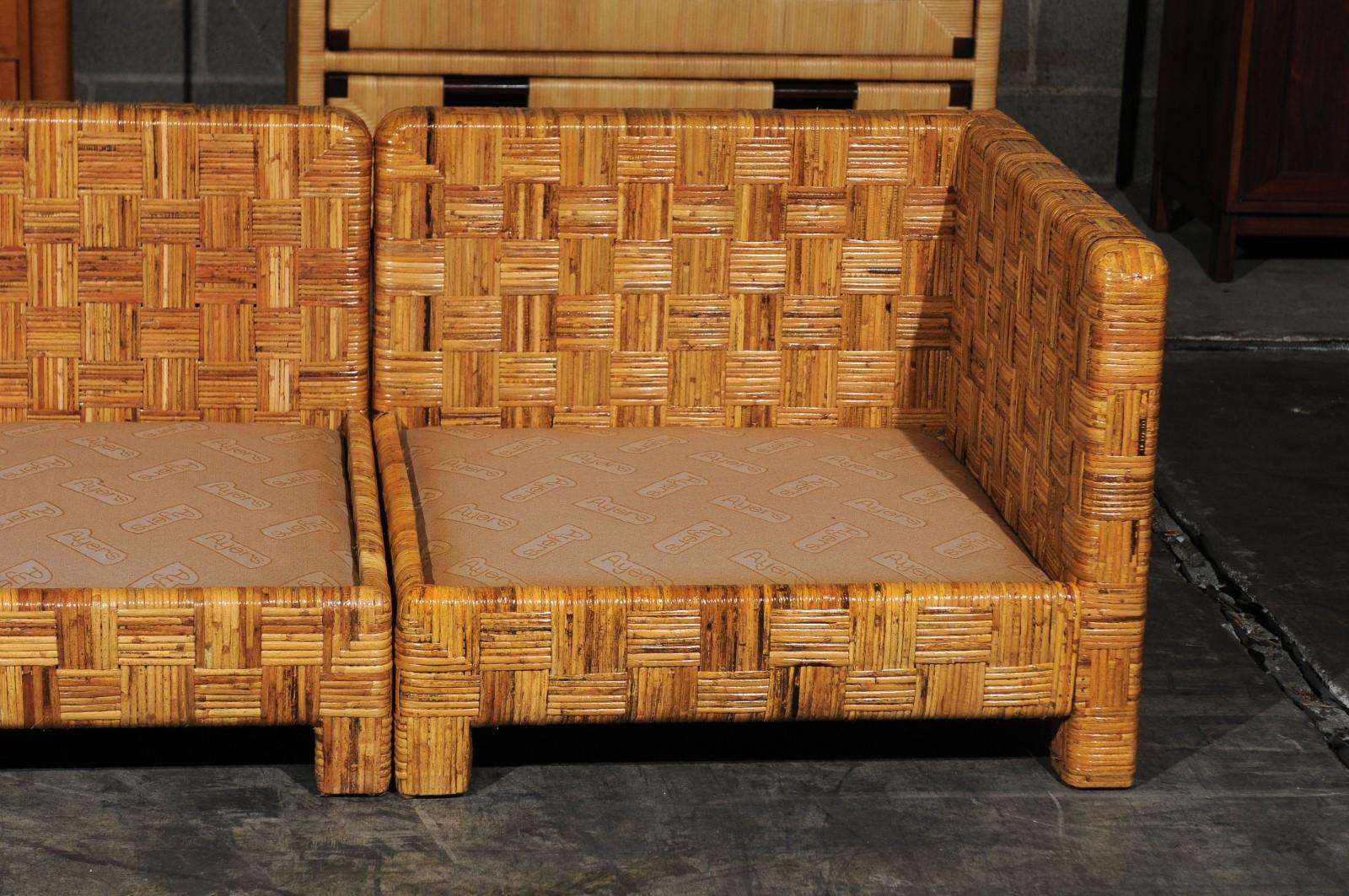 American Radiant Restored Billy Baldwin Style Cane Basketweave Parsons Sofa, circa 1975 For Sale