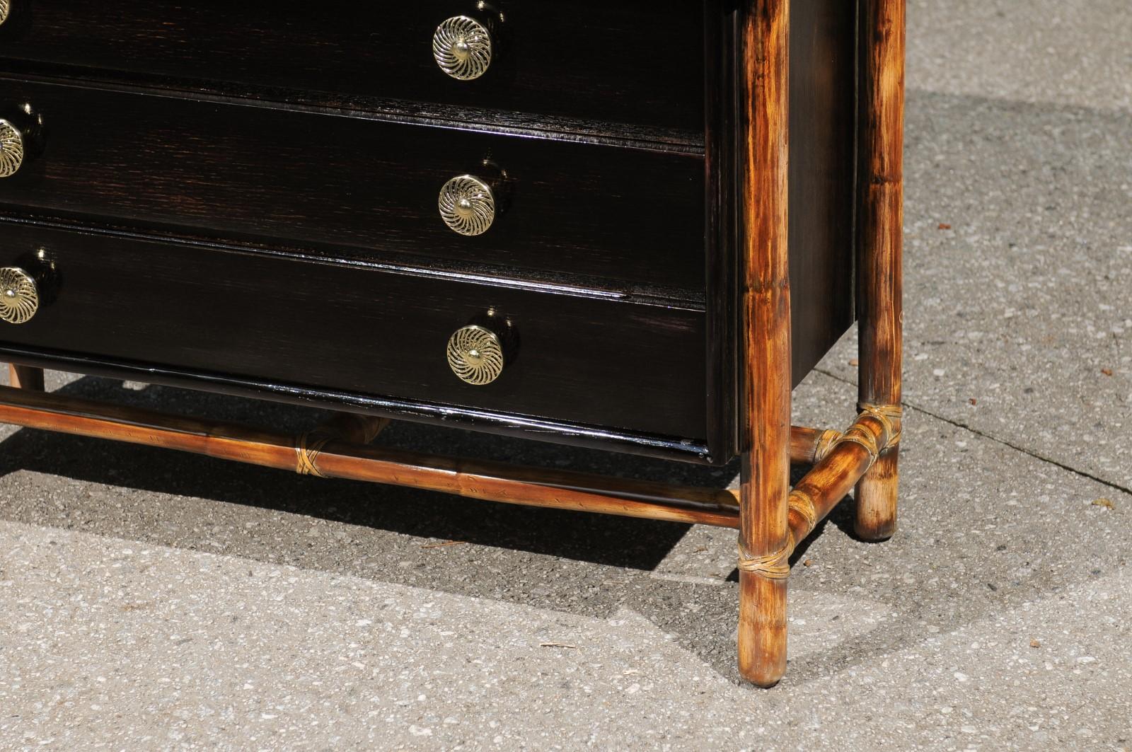 Radiant Restored Cerused Oak and Rattan Commode by McGuire, circa 1970 For Sale 5